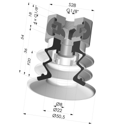 Ventouse 2.5 Soufflets Série 96B Ø 50MM