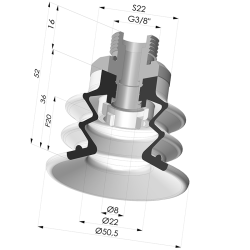 Ventouse 2.5 Soufflets Série 96B Ø 50MM
