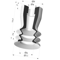 Ventouse 2.5 Soufflets Série 96C Ø 11MM