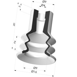 Ventouse 2.5 Soufflets Série 96C Ø 16MM