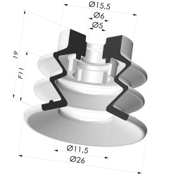 Ventouse 2.5 Soufflets Série 96C Ø 25MM