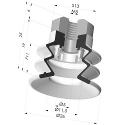Ventouse 2.5 Soufflets Série 96C Ø 25MM