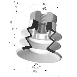 Ventouse 2.5 Soufflets Série 96C Ø 25MM