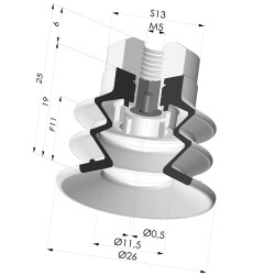 Ventouse 2.5 Soufflets Série 96C Ø 25MM