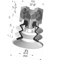 Ventouse 2.5 Soufflets Série 96C Ø 40MM
