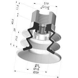 Ventouse 2.5 Soufflets Série 96C Ø 40MM