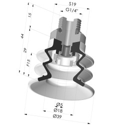 Ventouse 2.5 Soufflets Série 96C Ø 40MM