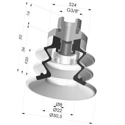 Ventouse 2.5 Soufflets Série 96C Ø 50MM