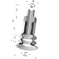 Ventouse 2.5 Soufflets Série 96 Ø 15MM