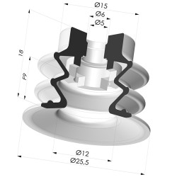 Ventouse 2.5 Soufflets Série 96 Ø 25MM