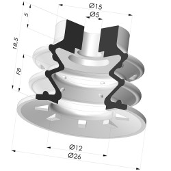 Ventouse 2.5 Soufflets Série 96 Ø 26MM - Pour imprimerie