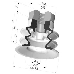 Ventouse 2.5 Soufflets Série 96 Ø 25MM