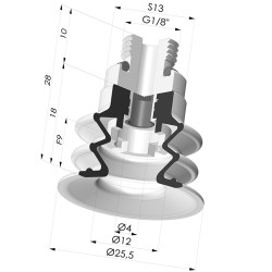 Ventouse 2.5 Soufflets Série 96 Ø 25MM