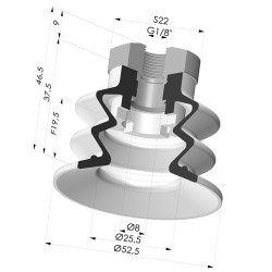 Ventouse 2.5 Soufflets Série 96 Ø 52MM