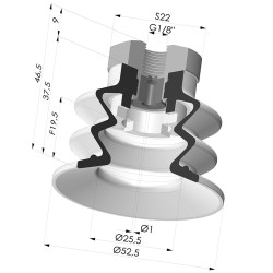 Ventouse 2.5 Soufflets Série 96 Ø 52MM