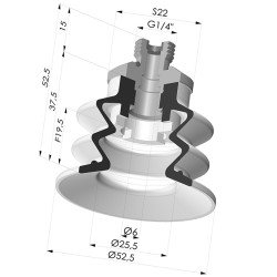 Ventouse 2.5 Soufflets Série 96 Ø 52MM