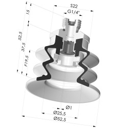 Ventouse 2.5 Soufflets Série 96 Ø 52MM