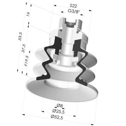 Ventouse 2.5 Soufflets Série 96 Ø 52MM