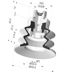 Ventouse 2.5 Soufflets Série 96 Ø 52MM