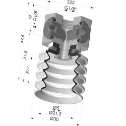 Ventouse 4.5 Soufflets Série 92 Ø 30MM