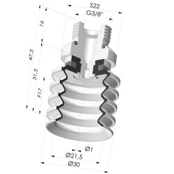Ventouse 4.5 Soufflets Série 92 Ø 30MM