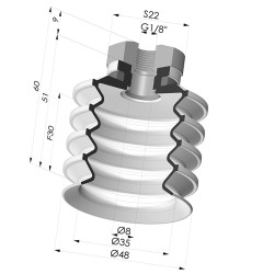 Ventouse 4.5 Soufflets Série 92 Ø 50MM