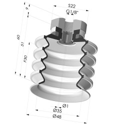 Ventouse 4.5 Soufflets Série 92 Ø 50MM