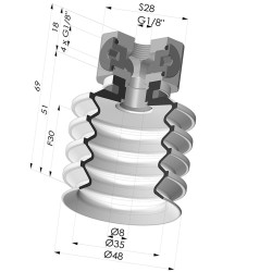 Ventouse 4.5 Soufflets Série 92 Ø 50MM