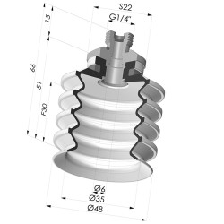 Ventouse 4.5 Soufflets Série 92 Ø 50MM