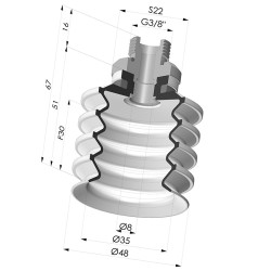 Ventouse 4.5 Soufflets Série 92 Ø 50MM