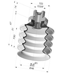 Ventouse 4.5 Soufflets Série 92 Ø 50MM