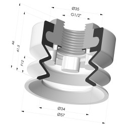 Ventouse 1.5 soufflets série VCS 1 Ø 57 mm