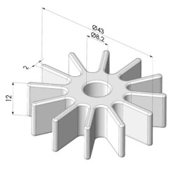 Roue 12 dents série RD Ø 43 mm