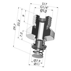 Insert Démontable Mâle 1/4G - avec Palpeur