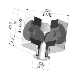 Insert Démontable Femelle 1/8G - avec 5Sorties