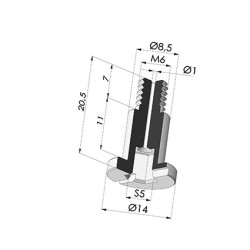 Vis M6 - ØTête 14 mm - L 20.5 mm