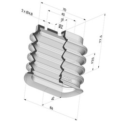 Ventouse Oblongue 4.5 Soufflets Série 4BO 86x42MM