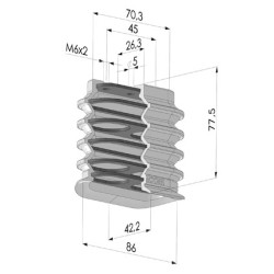 Ventouse Oblongue 4.5 Soufflets Série 4BO 86x42MM - Renf