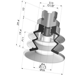 Ventouse 2.5 Soufflets Série 96C Ø 25MM