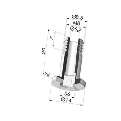 Vis M8 - ØTête 14MM - L 20MM