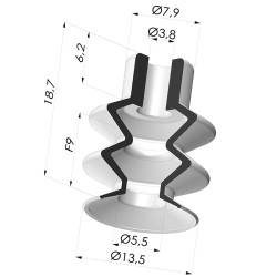 Ventouse 2.5 Soufflets Série 8 Ø 13.5MM