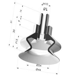Ventouse 1.5 Soufflets Série 8A Ø 44MM