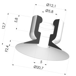 Ventouse Plate Série 7 Ø 21MM