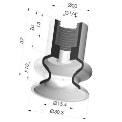 Ventouse 1.5 Soufflets Série 8A Ø 30MM
