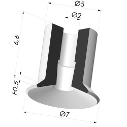 Ventouse Plate Série 5 Ø 7MM