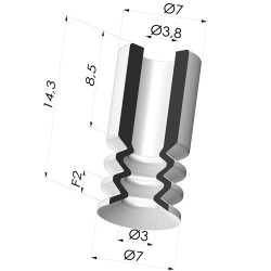 Ventosa 2.5 Fole Série 8 Ø7MM