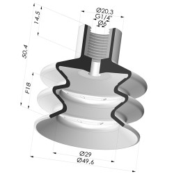 Ventouse 2.5 Soufflets Série 8B Ø 50MM