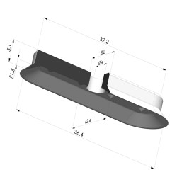 Ventouse Oblongue Série 4V 36x12MM