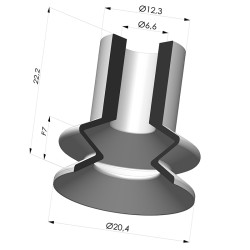 Ventouse 1.5 soufflets série VCS 1 Ø 20mm