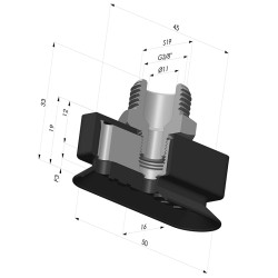 Ventouse Oblongue Série 4RP 50x16MM